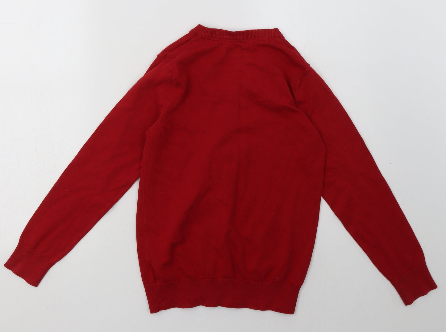 F&F Girls Red V-Neck  Cotton Cardigan Jumper Size 10-11 Years  Button - School Wear