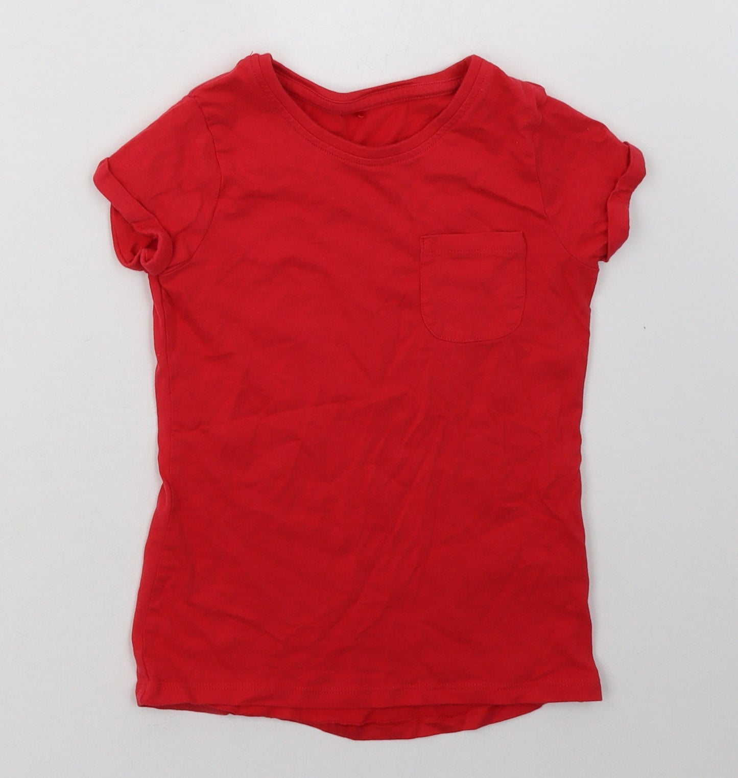George Girls Pink  Cotton Basic T-Shirt Size 8-9 Years Crew Neck Pullover
