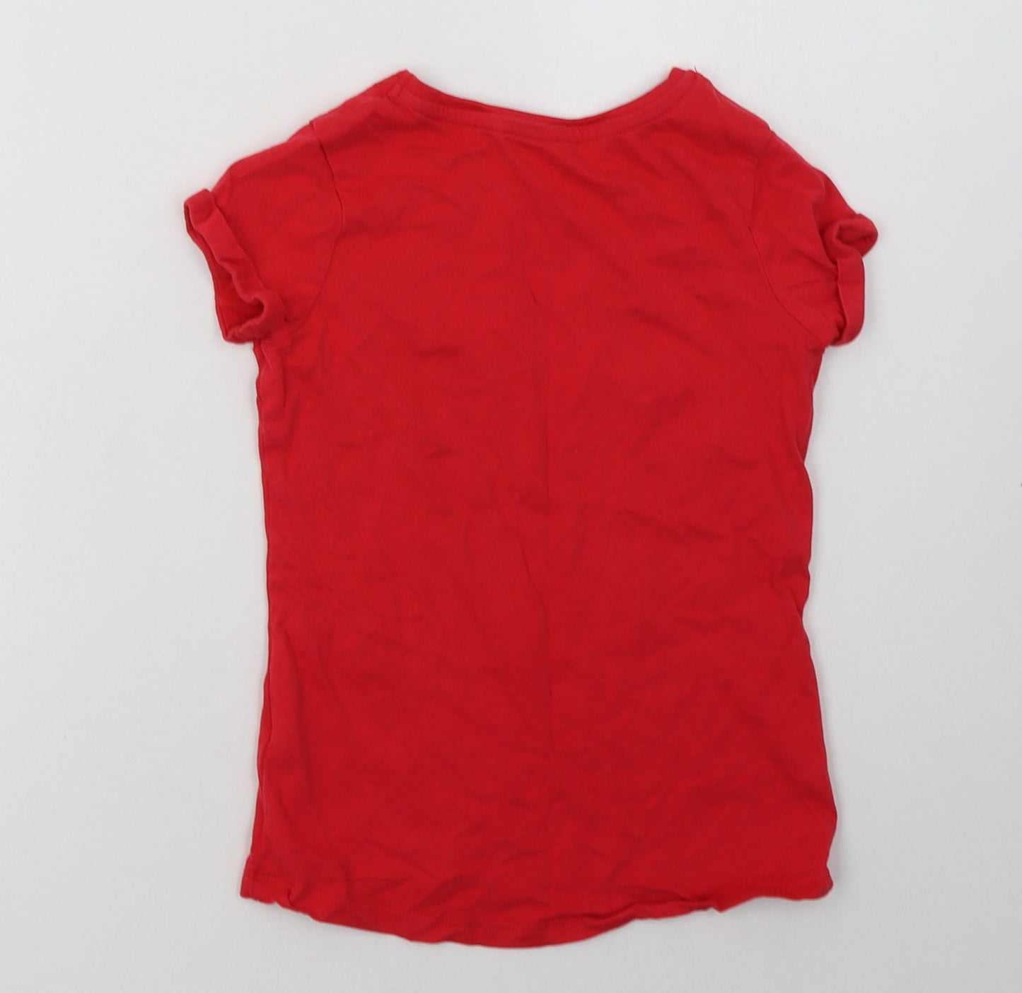 George Girls Pink  Cotton Basic T-Shirt Size 8-9 Years Crew Neck Pullover
