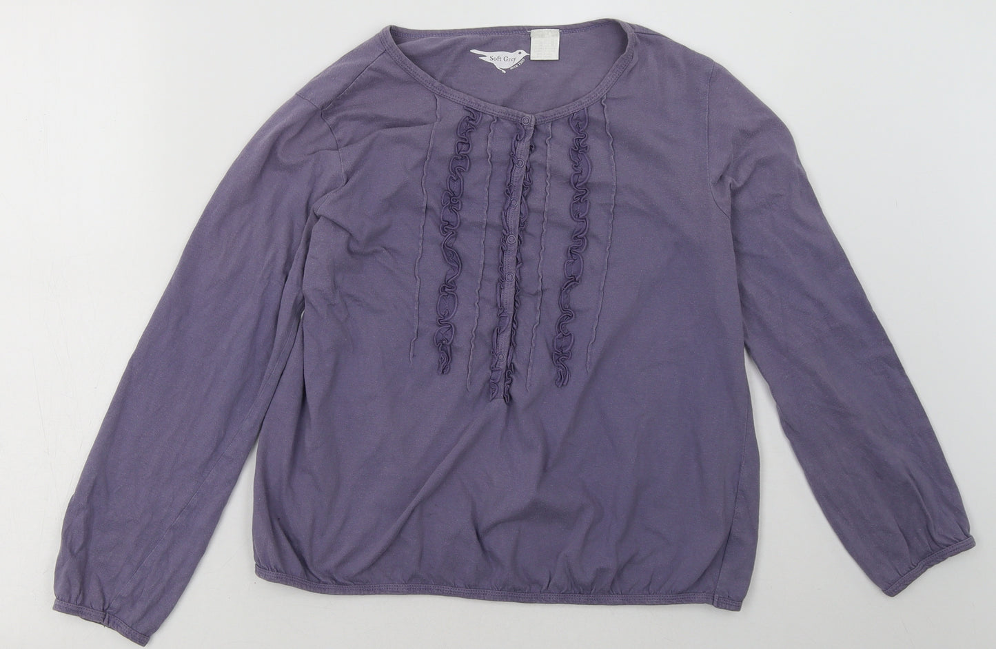 SOFT GREY Womens Purple Geometric Cotton Pullover Sweatshirt Size 8  Buckle