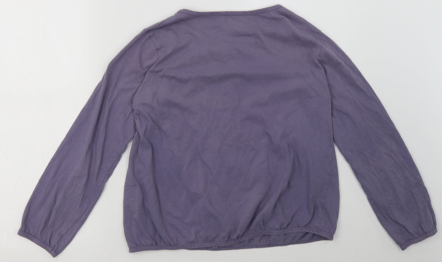 SOFT GREY Womens Purple Geometric Cotton Pullover Sweatshirt Size 8  Buckle