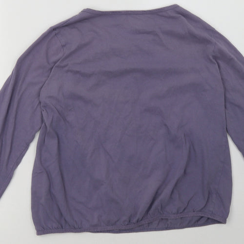 SOFT GREY Womens Purple Geometric Cotton Pullover Sweatshirt Size 8  Buckle