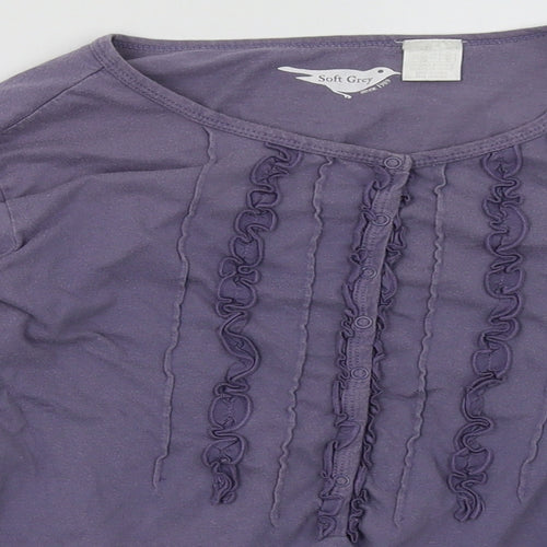 SOFT GREY Womens Purple Geometric Cotton Pullover Sweatshirt Size 8  Buckle