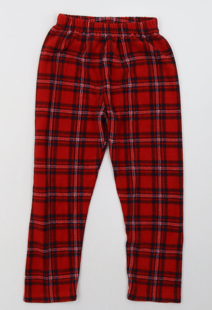 pep&co Girls Red Check Polyester  Pyjama Pants Size 5-6 Years