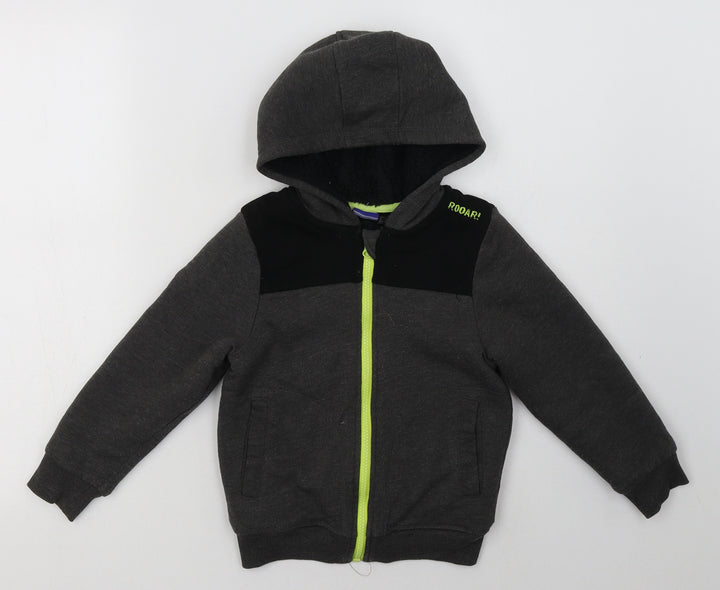 Lullababy Boys Grey Cotton Full Zip Hoodie Size 4-5 Years Zip - roar