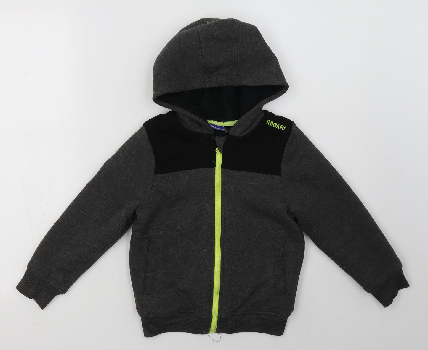 Lullababy Boys Grey  Cotton Full Zip Hoodie Size 4-5 Years  Zip - roar