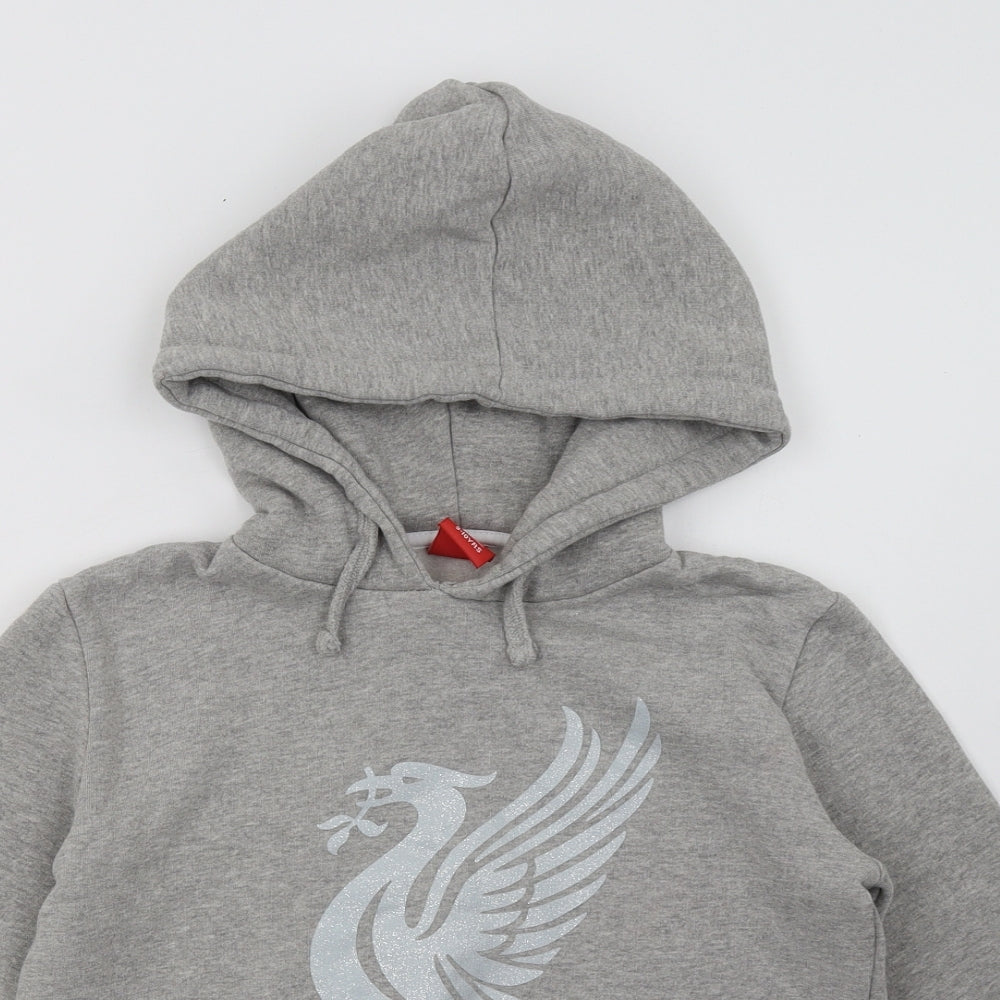 Liverpool FC Girls Grey  Cotton Pullover Hoodie Size 9-10 Years  Pullover - Liverpool Football Club