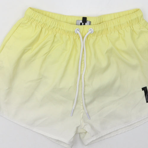 11 degrees Womens Yellow  Polyester Sweat Shorts Size S L3 in Regular Tie