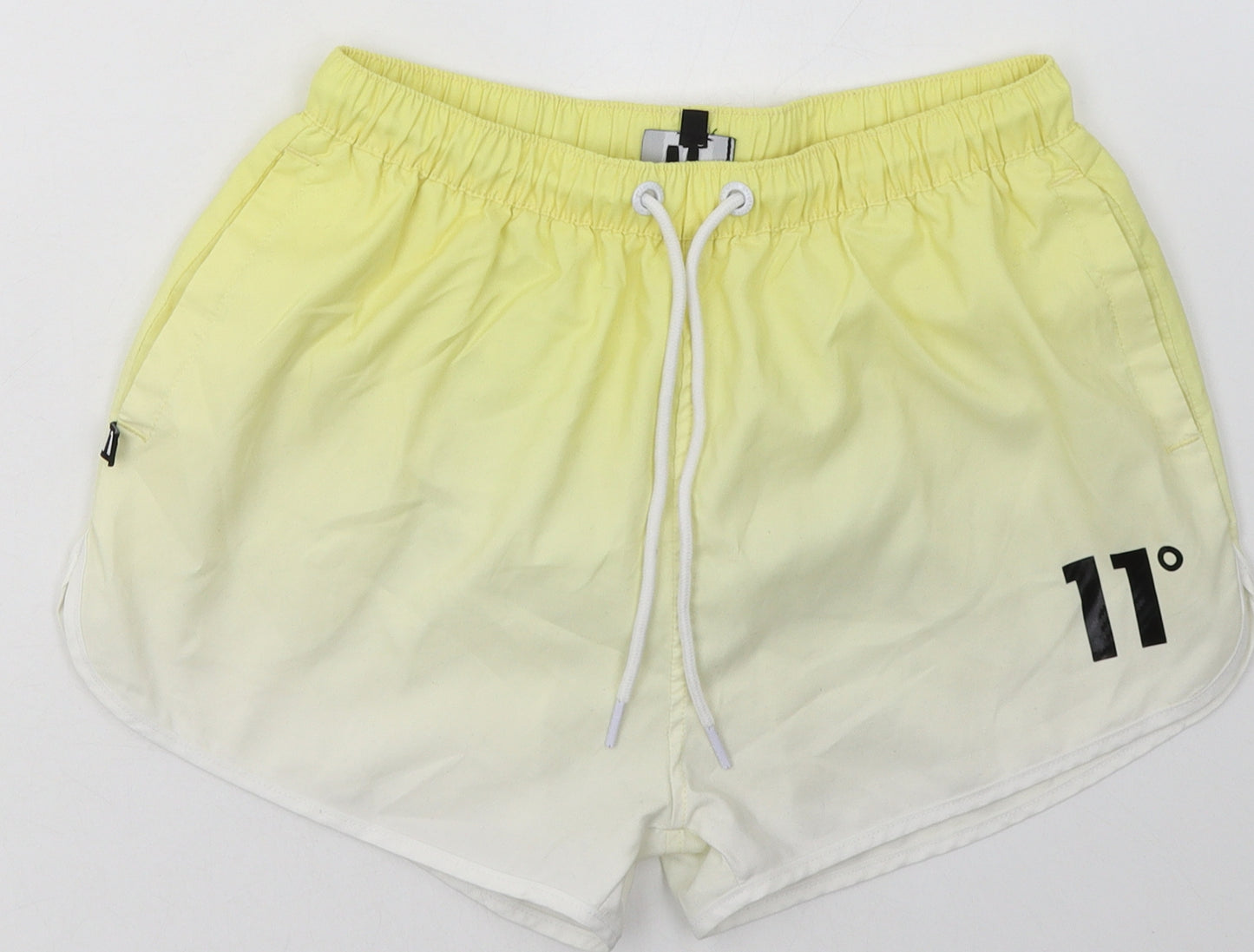 11 degrees Womens Yellow  Polyester Sweat Shorts Size S L3 in Regular Tie