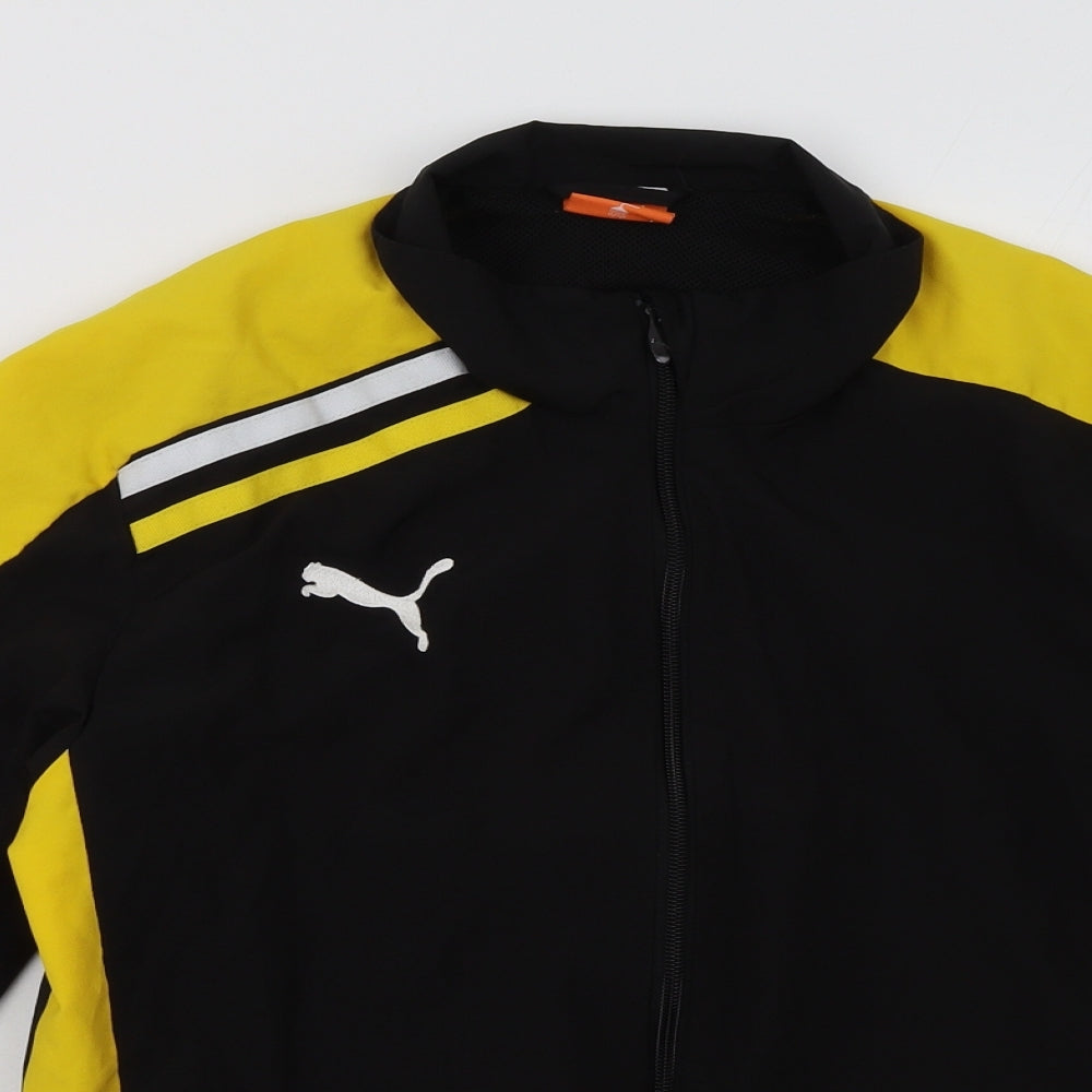 PUMA Mens Black Striped  Windbreaker Jacket Size XS  Zip