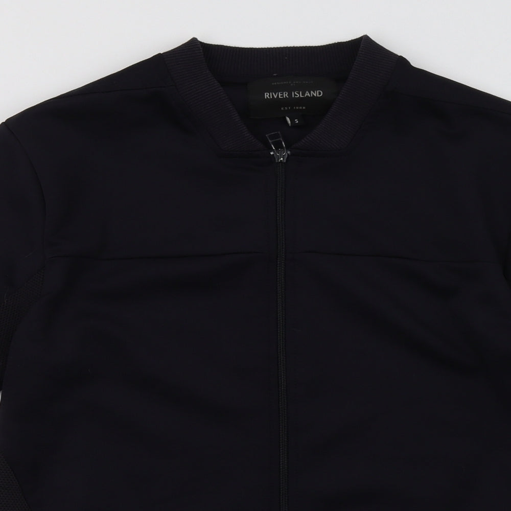 River Island Mens Blue  Polyester Full Zip Sweatshirt Size S
