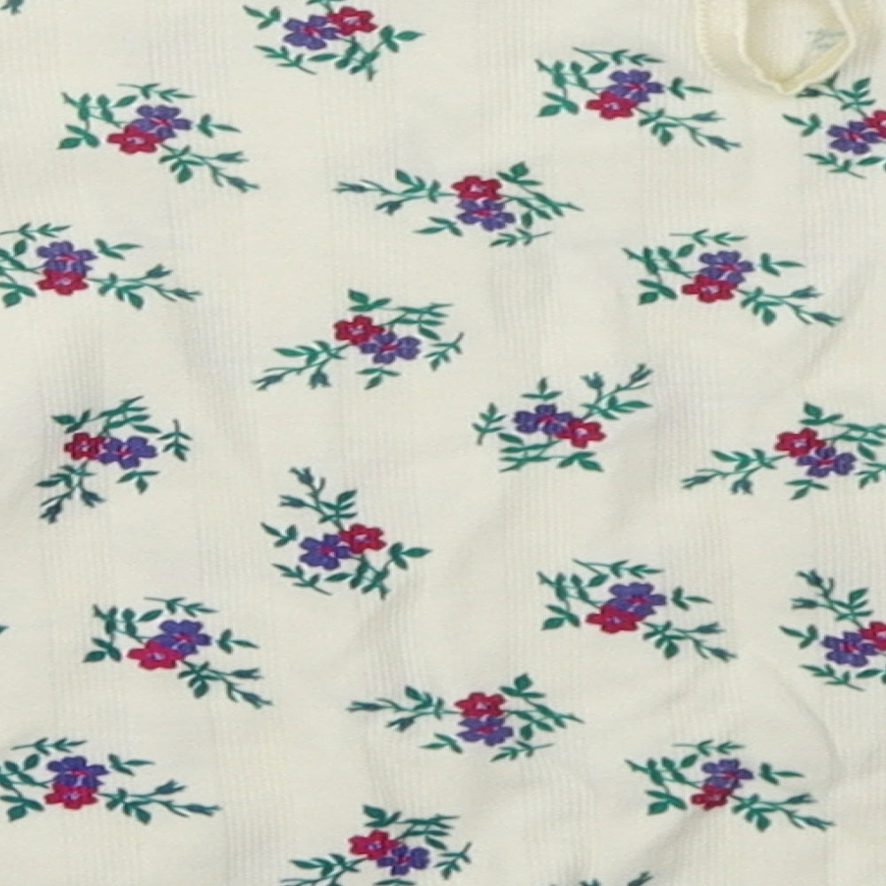 NEXT Girls White Floral Cotton Basic Casual Size 18-24 Months Crew Neck Button