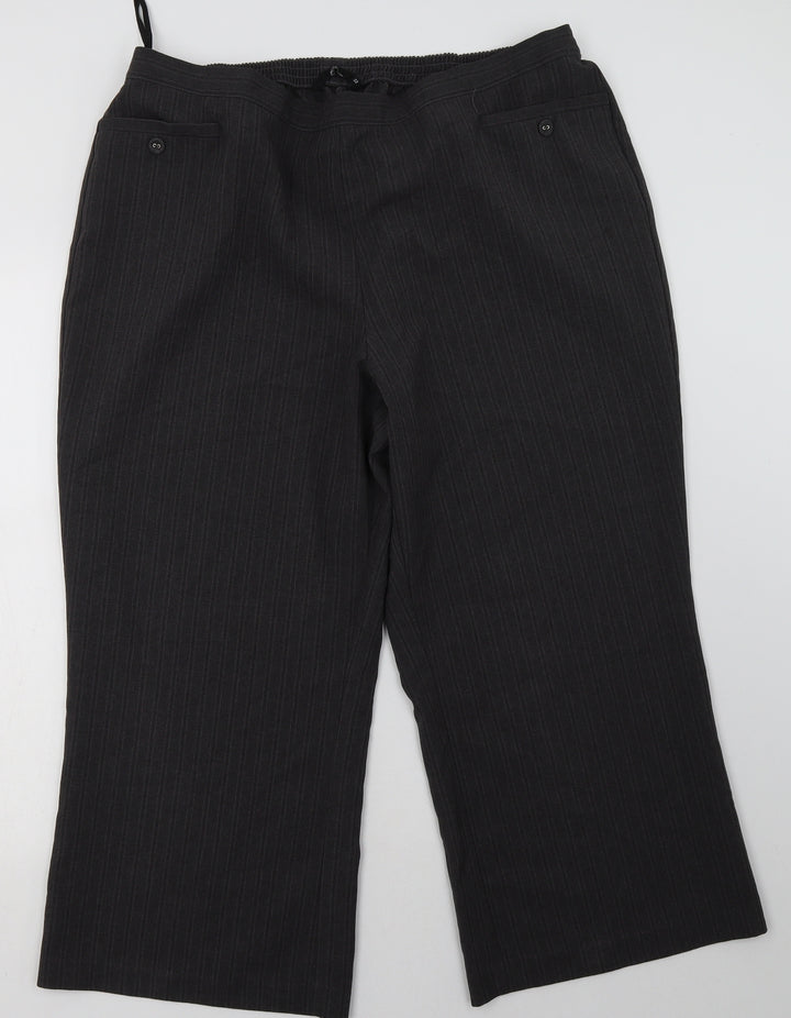 BM Womens Grey Polyester Trousers Size 22 L28 in Regular