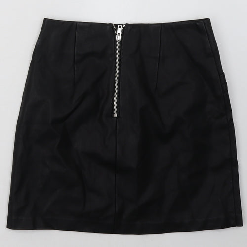 New Look Womens Black  Polyurethane A-Line Skirt Size 6   Zip