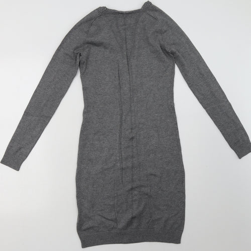 inwear Womens Grey  Viscose Jumper Dress  Size XS  V-Neck Pullover