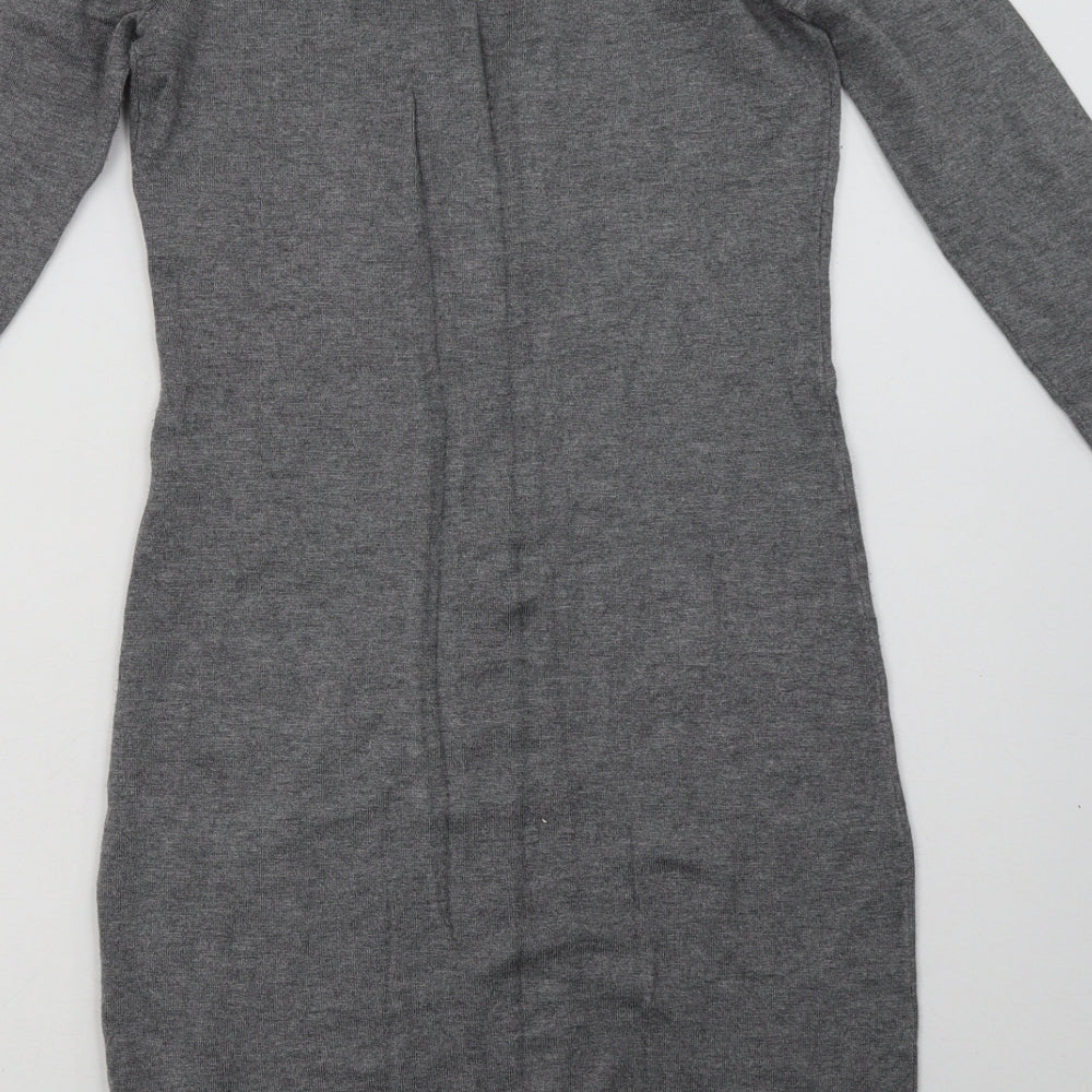 inwear Womens Grey  Viscose Jumper Dress  Size XS  V-Neck Pullover