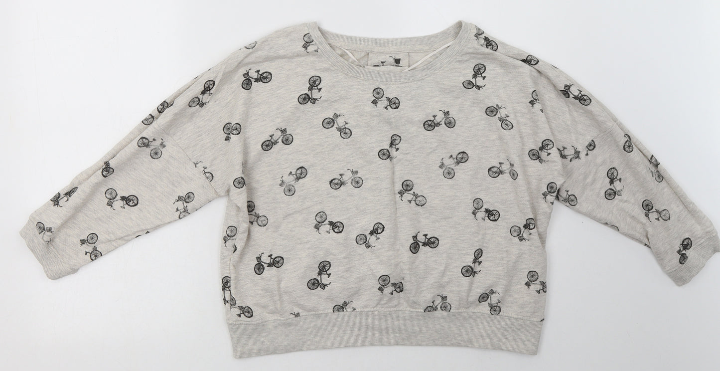 Primark Womens Beige Geometric Cotton Pullover Sweatshirt Size 14  Pullover - bike print