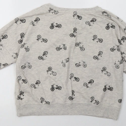 Primark Womens Beige Geometric Cotton Pullover Sweatshirt Size 14  Pullover - bike print