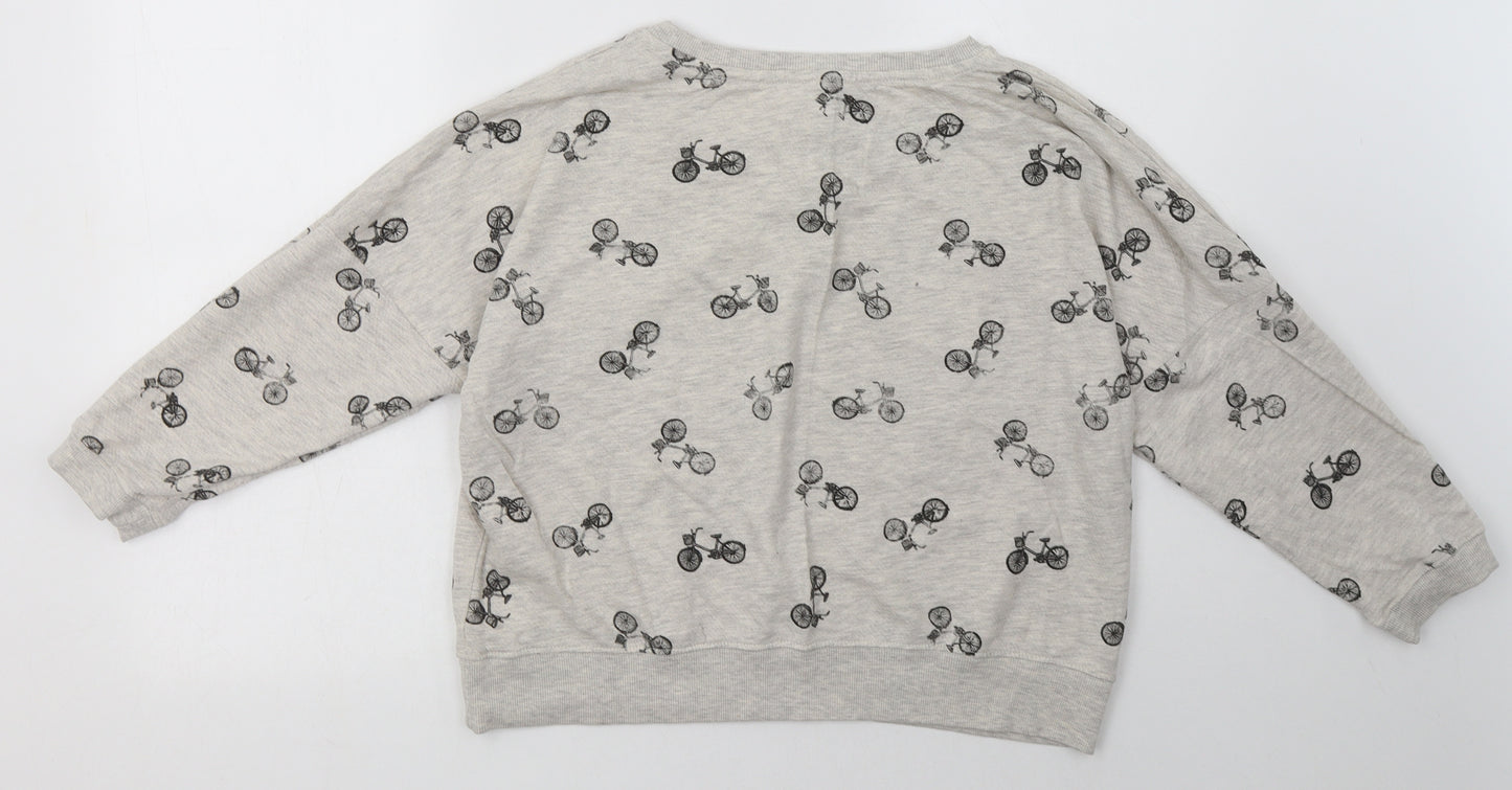 Primark Womens Beige Geometric Cotton Pullover Sweatshirt Size 14  Pullover - bike print