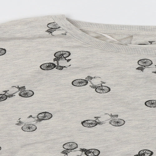 Primark Womens Beige Geometric Cotton Pullover Sweatshirt Size 14  Pullover - bike print