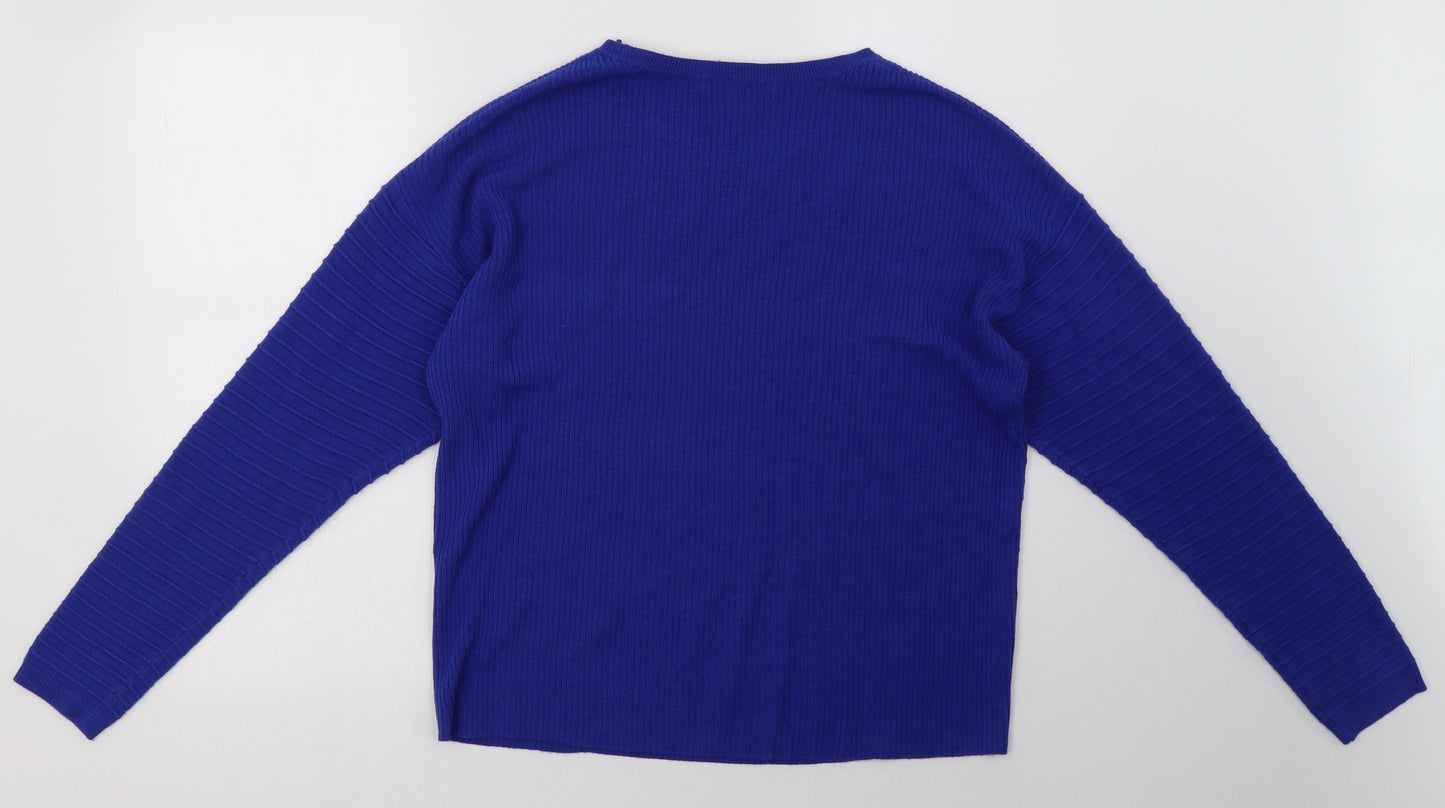 Marks and Spencer Womens Beige Striped Acrylic Pullover Sweatshirt Size 18  Pullover
