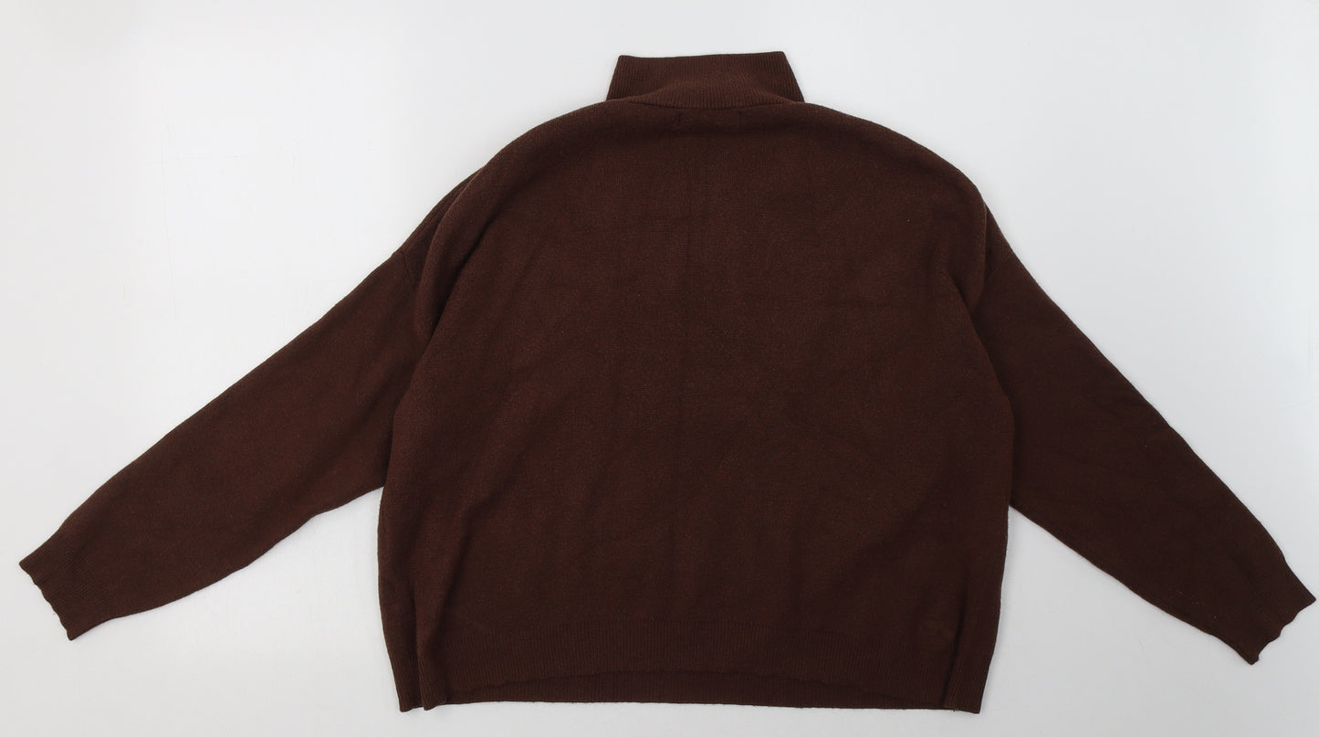 Stradivarius Womens Brown  Viscose Pullover Sweatshirt Size M  Zip