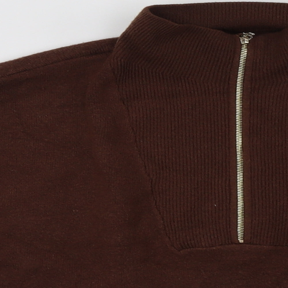 Stradivarius Womens Brown  Viscose Pullover Sweatshirt Size M  Zip