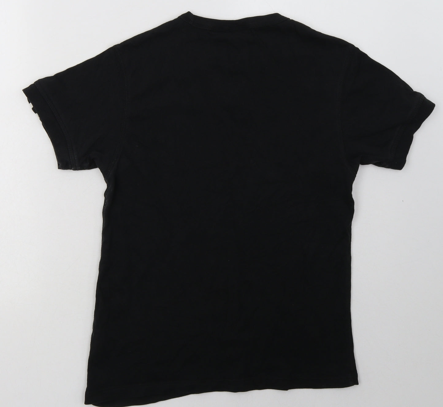 adidas Womens Black Striped Cotton Basic T-Shirt Size 8 Crew Neck