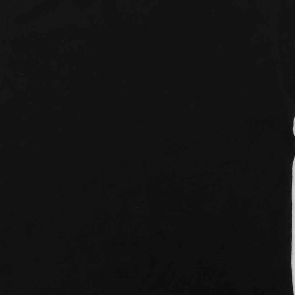 adidas Womens Black Striped Cotton Basic T-Shirt Size 8 Crew Neck