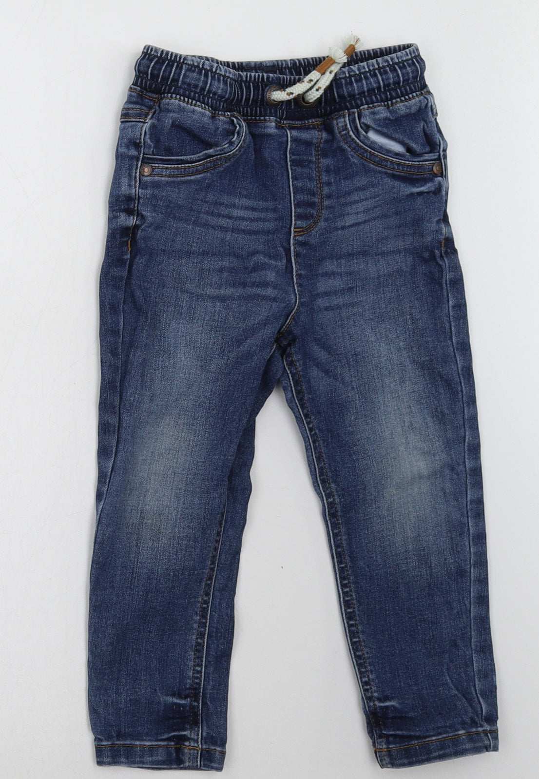 George Boys Blue  Cotton Straight Jeans Size 2-3 Years  Regular Tie