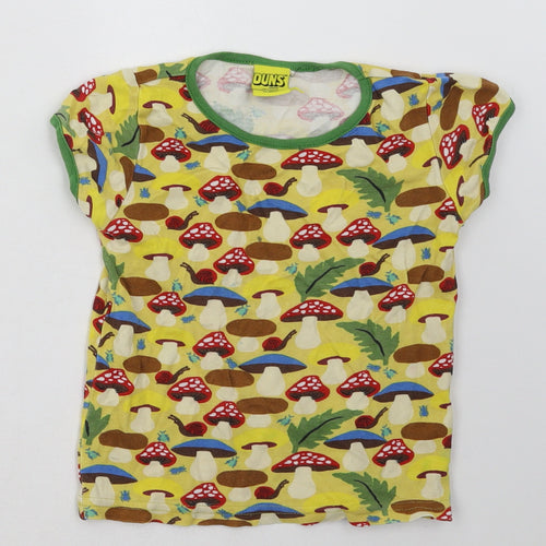 dunns Boys Yellow Geometric Cotton Basic T-Shirt Size 2-3 Years Crew Neck Pullover - mushroom print