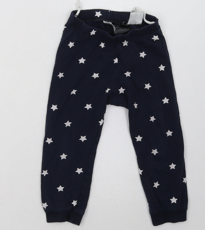 H&M Girls Blue Geometric Cotton Cami Pyjama Pants Size 2 Years - Star Print