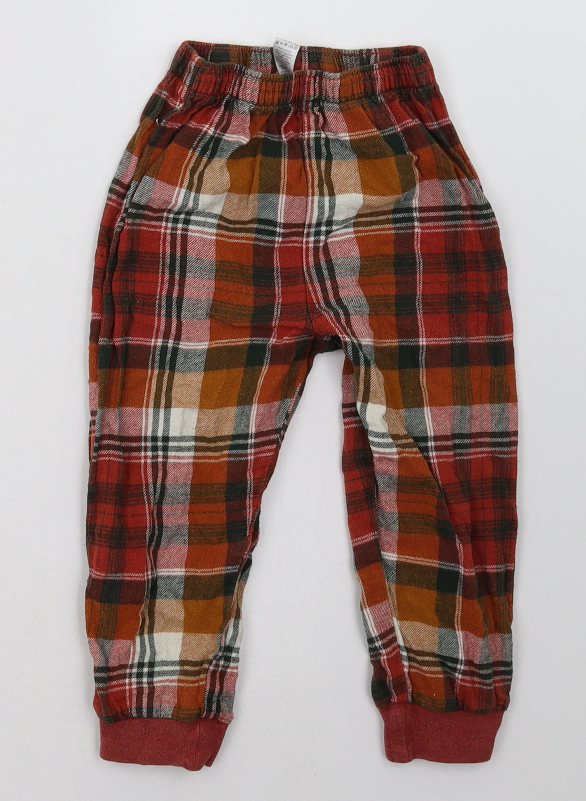 sainsburys Boys Red Check Cotton  Pyjama Pants Size 2-3 Years