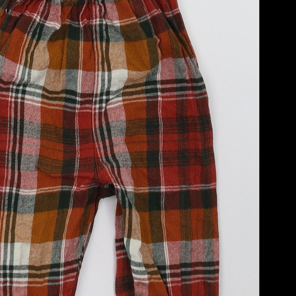 sainsburys Boys Red Check Cotton  Pyjama Pants Size 2-3 Years