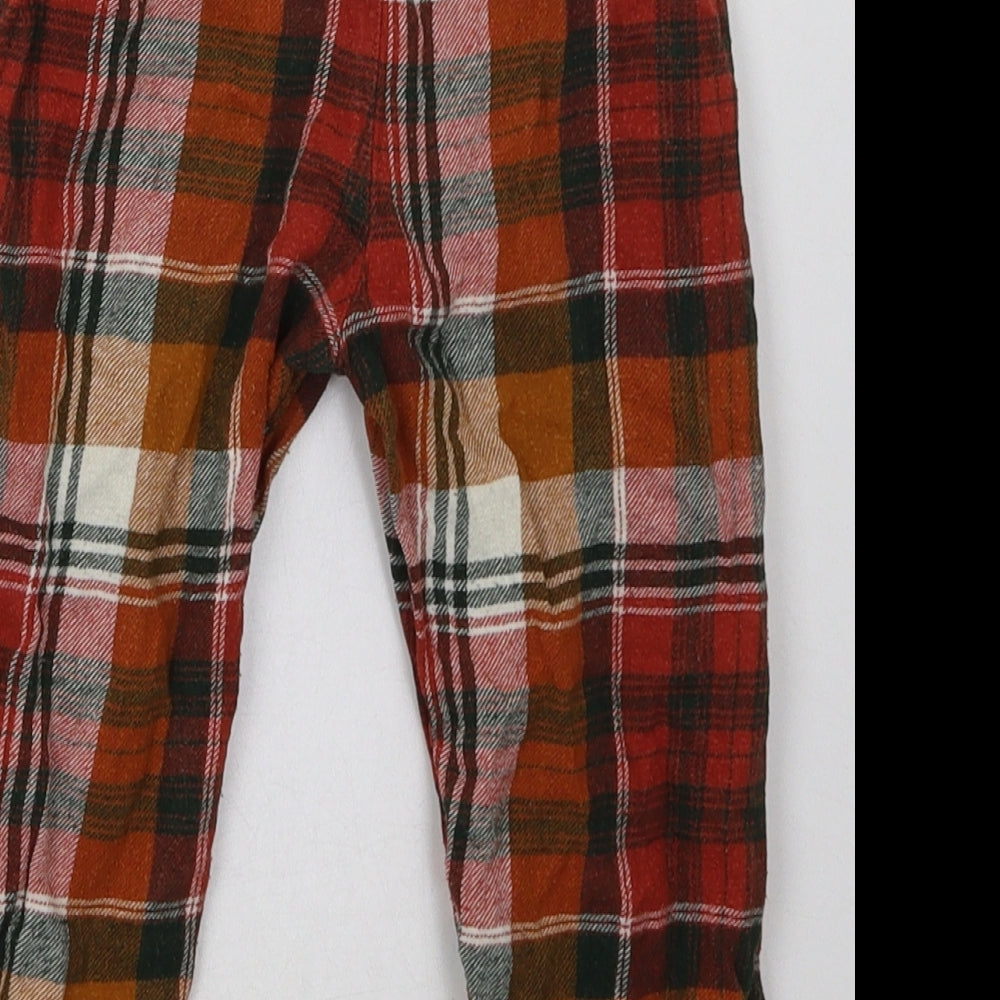 sainsburys Boys Red Check Cotton  Pyjama Pants Size 2-3 Years