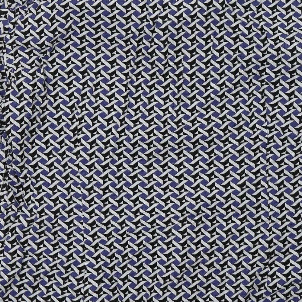 Burton Mens Blue Geometric Cotton  Button-Up Size L Collared Button