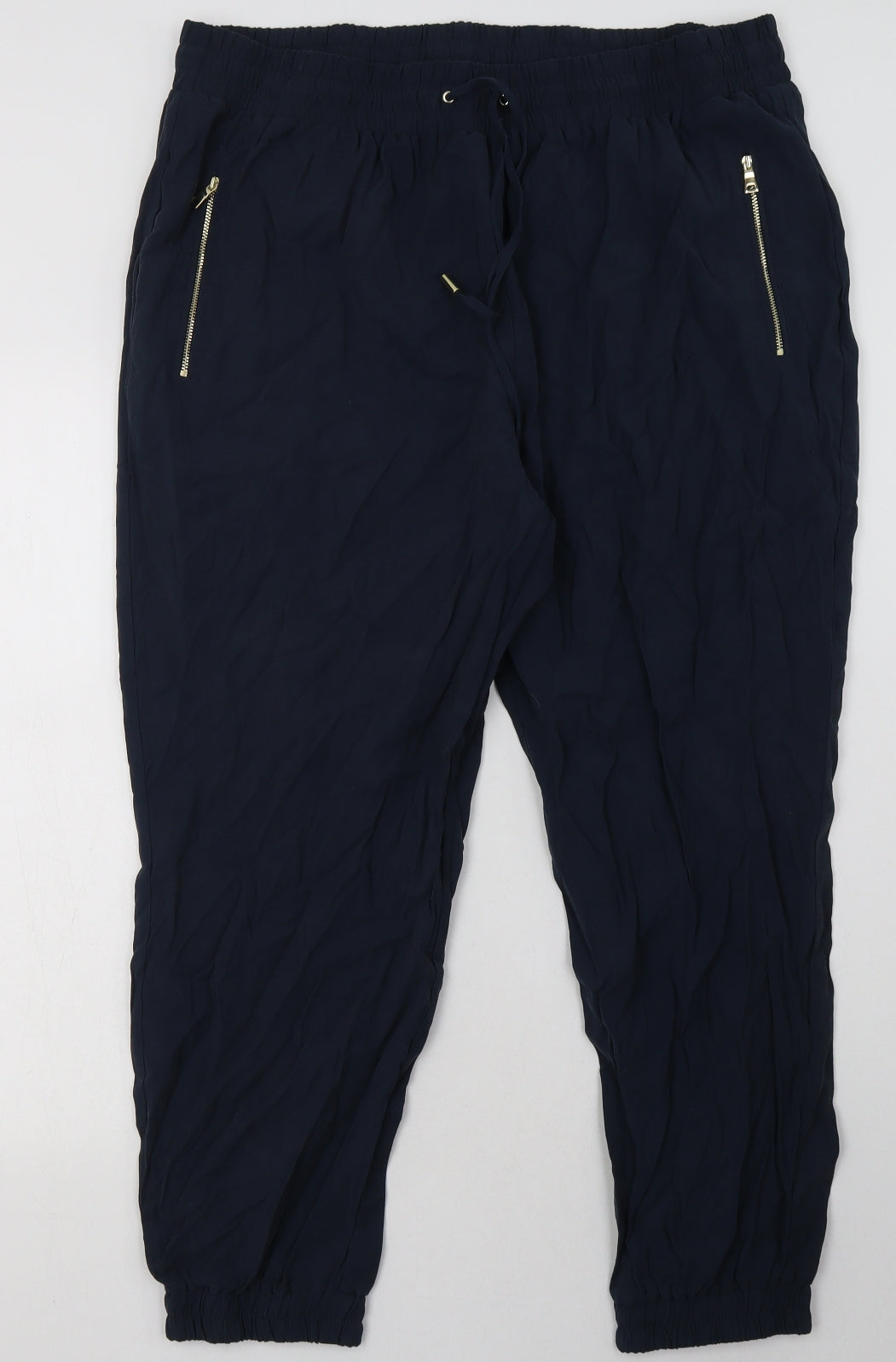 Matalan Womens Blue  Viscose Trousers  Size 18 L30 in Regular Tie