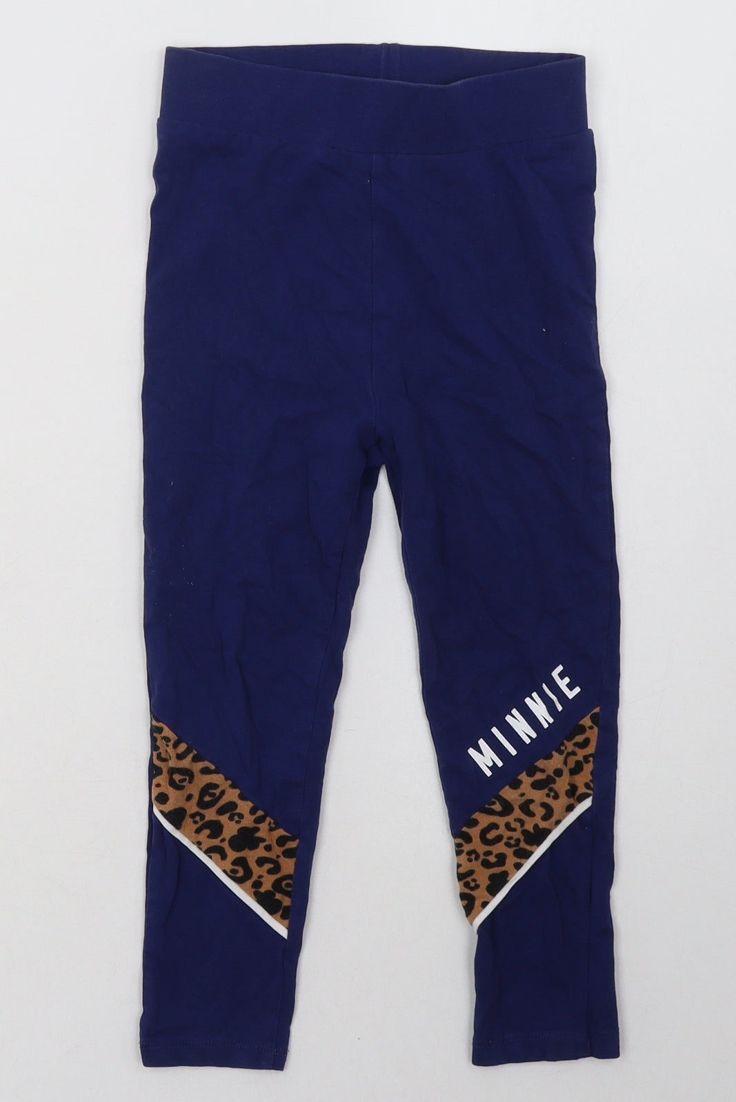 George Girls Blue Animal Print Cotton Sweatpants Trousers Size 6-7 Years  Regular  - Minnie Mouse
