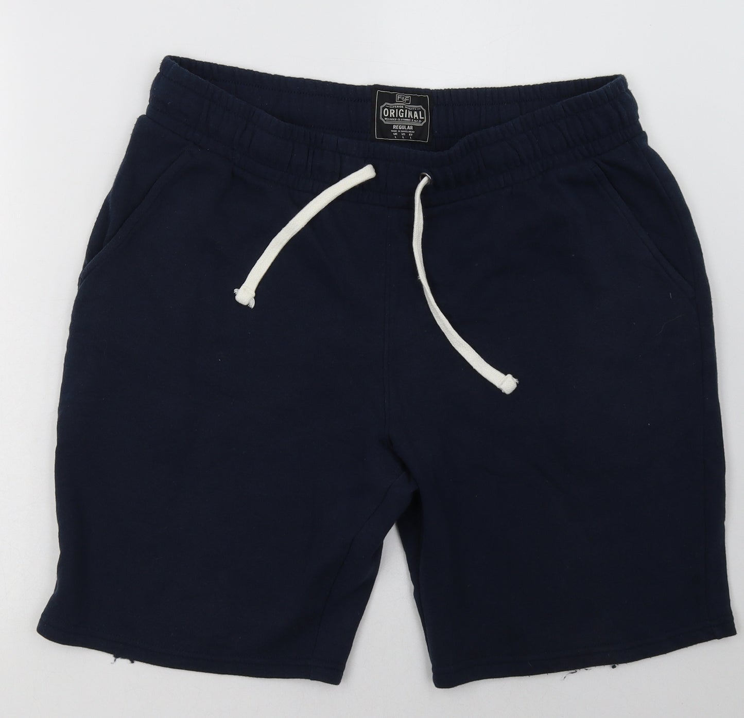F&F Mens Blue  Cotton Sweat Shorts Size L L10 in Regular Tie
