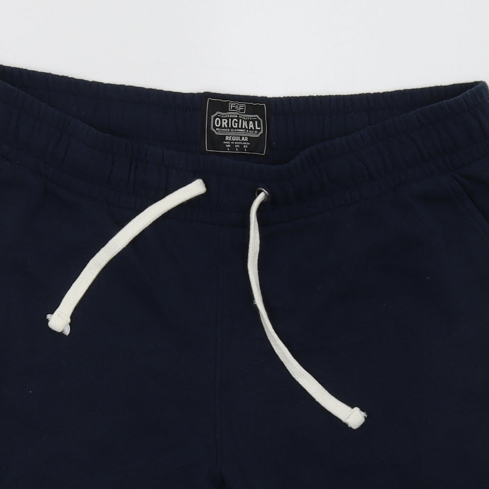 F&F Mens Blue  Cotton Sweat Shorts Size L L10 in Regular Tie
