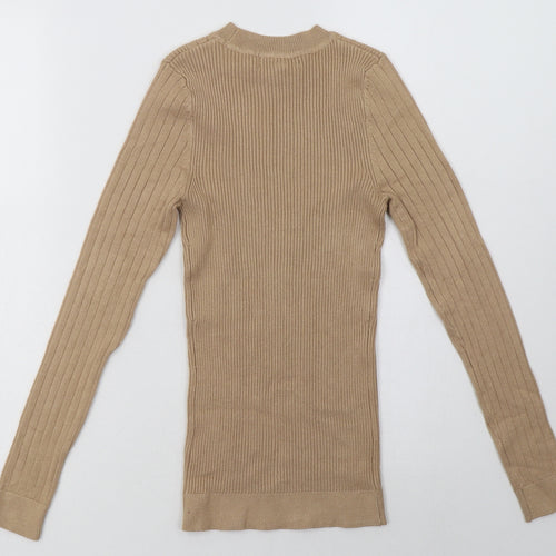 New London Womens Beige  Viscose Pullover Sweatshirt Size 4  Pullover