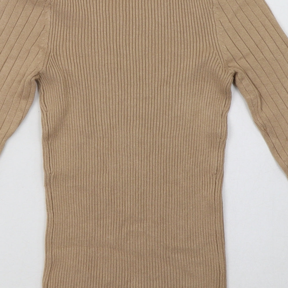 New London Womens Beige  Viscose Pullover Sweatshirt Size 4  Pullover