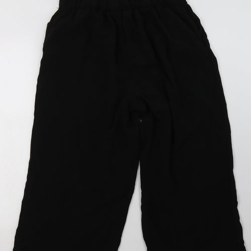 Peacocks Womens Black  Polyester Cropped Trousers Size 16 L26 in Regular Tie