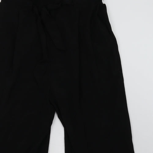 Peacocks Womens Black  Polyester Cropped Trousers Size 16 L26 in Regular Tie