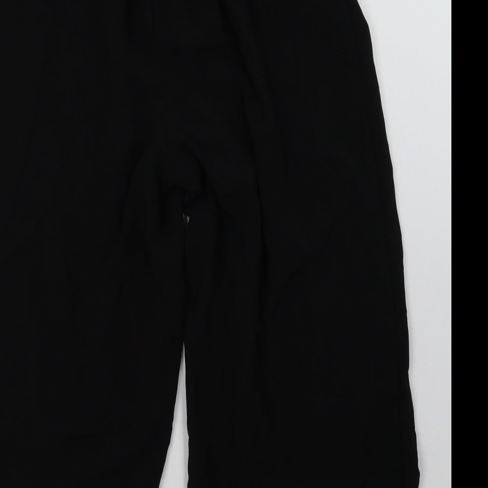 Peacocks Womens Black  Polyester Cropped Trousers Size 16 L26 in Regular Tie