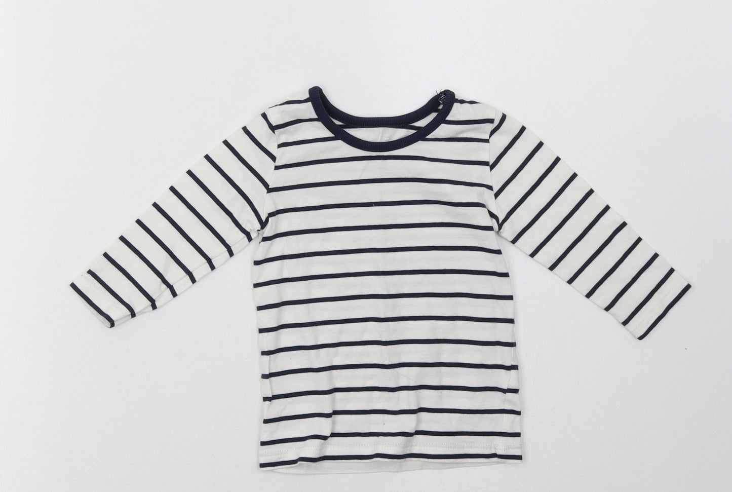 George Baby White Striped Cotton Basic Casual Size 6-9 Months Crew Neck Pullover