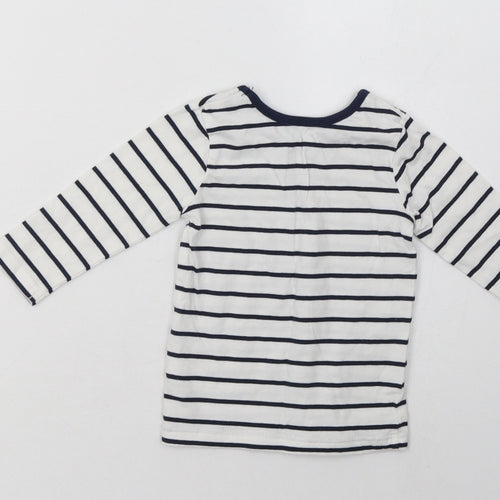 George Baby White Striped Cotton Basic Casual Size 6-9 Months Crew Neck Pullover