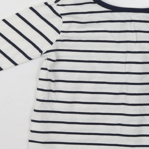 George Baby White Striped Cotton Basic Casual Size 6-9 Months Crew Neck Pullover