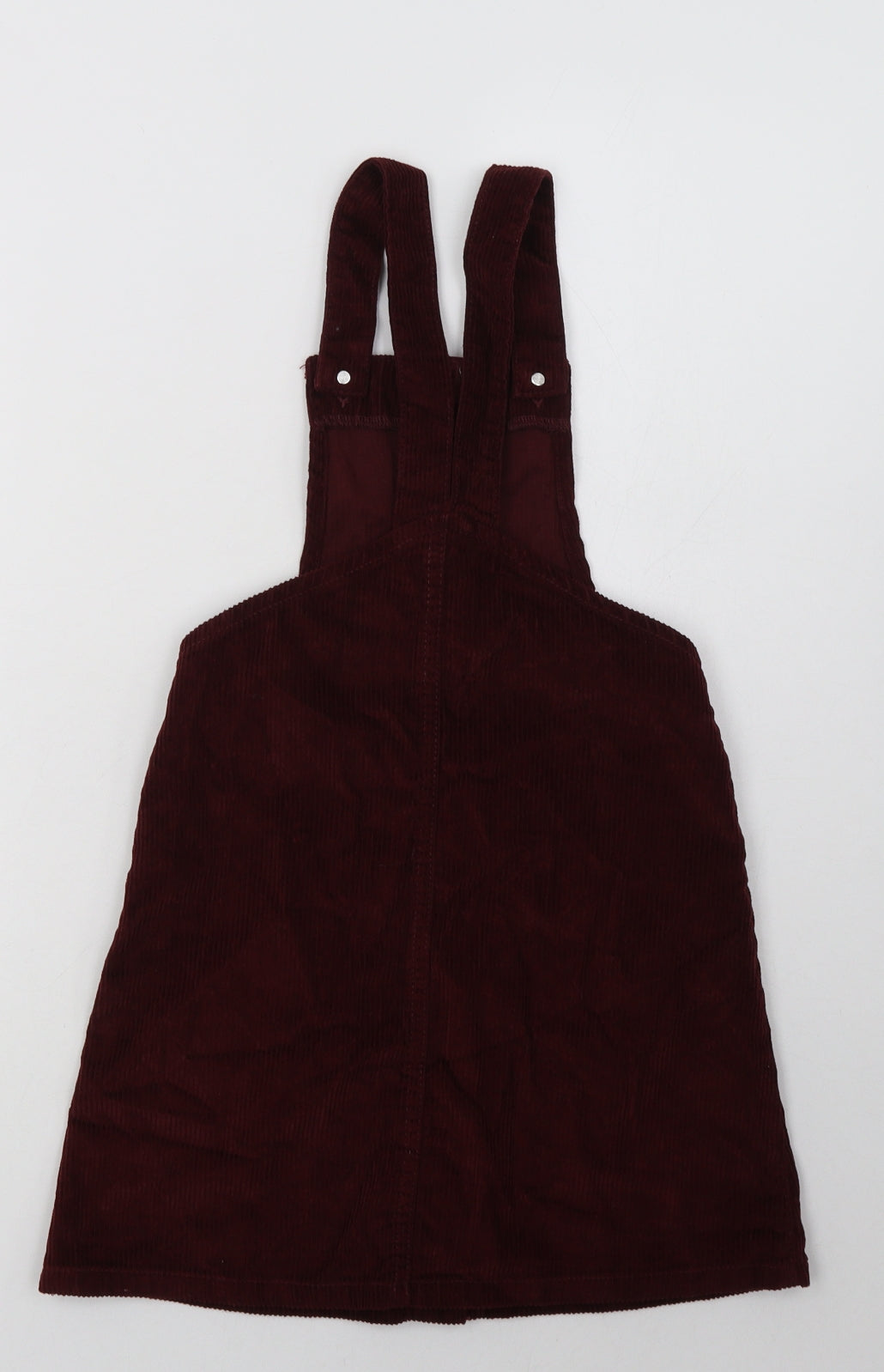 miss evie Girls Red  Cotton Pinafore/Dungaree Dress  Size 8-9 Years  Square Neck Button