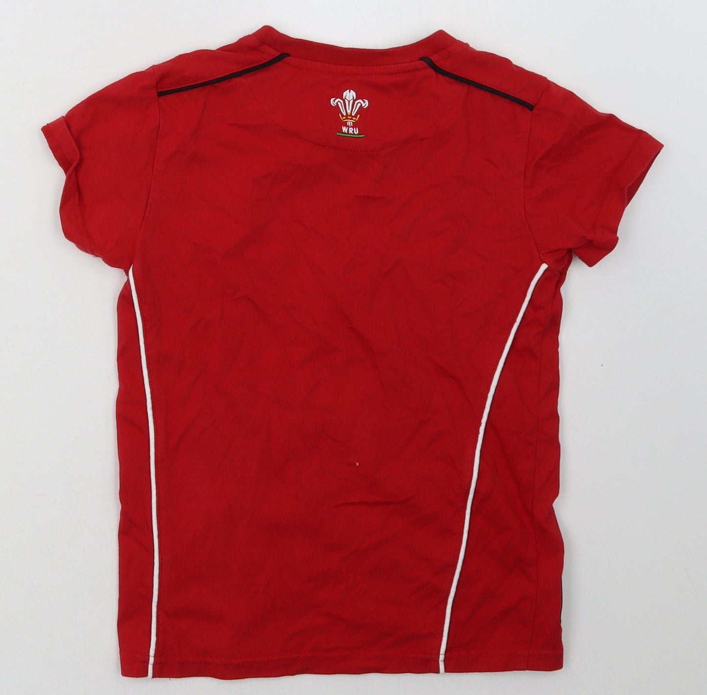 WRU Boys Red  Cotton Basic T-Shirt Size 8-9 Years Crew Neck Pullover - WRU
